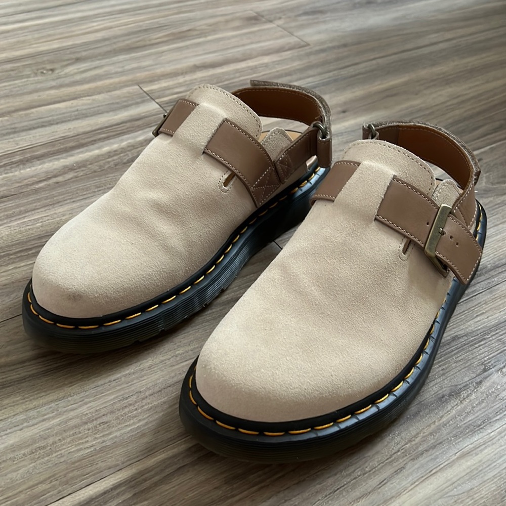 JORGE II SUEDE & LEATHER SLINGBACK MULES by Dr. Martens